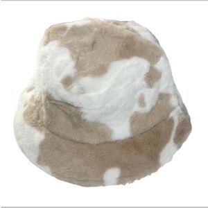 Faux Fur Cow Bucket Hat NEW